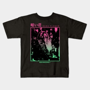 "Dark Flower" Cyberpunk Aesthetic Vaporwave Anime Manga Girl Japanese Streetwear Kids T-Shirt